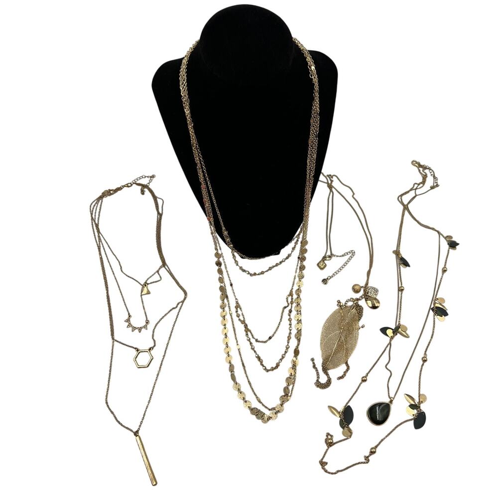 Vintage Lot Layering Necklaces Long Fashion Costume Jewelry Gold Tone Y2K